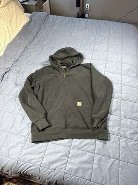 Carhartt Rain Defender Quarter-Zip Hoodie, Moss Green, Men's Large Tall